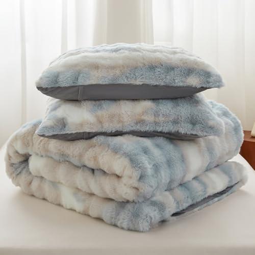 Chovy Kids Girls Blue White Bread Grid Comforter Cover Set