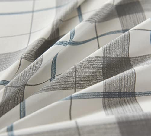 DAUAOTO Bedding Duvet Cover Set with Pillowcases Gray Plaid Checkered