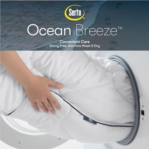 Serta Ocean Breeze Breathable Pillow Top Mattress Pad Protector - Queen White 1