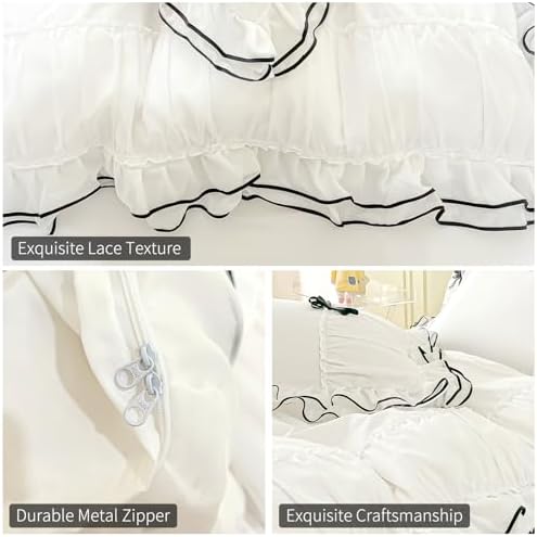 Watbro Kids Duvet Cover Set Queen Size with Bowtie Ruffles