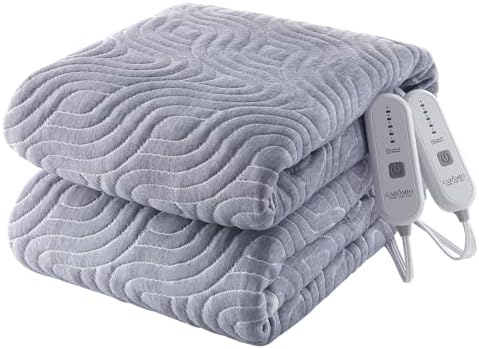 CAROMIO Queen Heated Mattress Pad - 5 Heat Settings 10 Hr Auto Off Grey