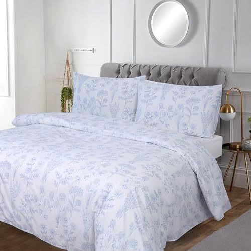 YINFUNG Blue Floral Duvet Cover Set King