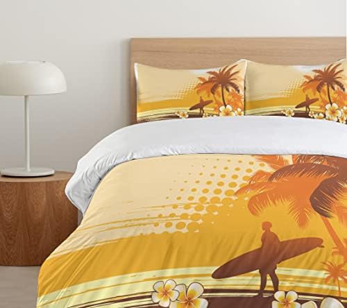 Ambesonne Surf Duvet Cover Set with 3 Piece Bedding