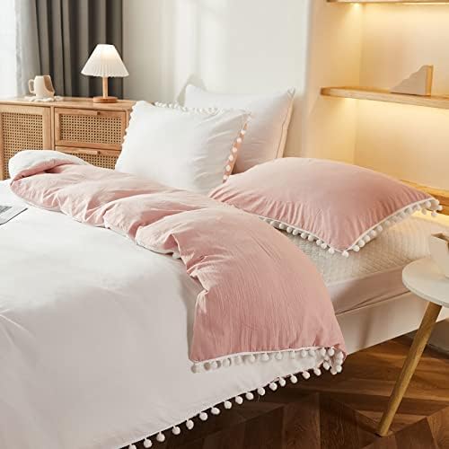 Bedbay Boho Queen Duvet Cover Set with Pom Pom Fringe 1
