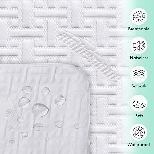 Ambesonne Fitted Mattress Protector Twin 75x39 Water Resistant Noiseless