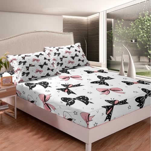Feelyou Bowknot Bed Sheet Set Twin Size for Girls