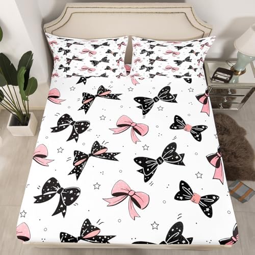 Feelyou Bowknot Bed Sheet Set Twin Size for Girls
