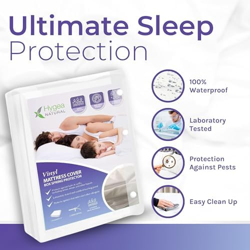Hygea Natural 6 Gauge Vinyl Mattress Encasement for Bed Wetting Full XL