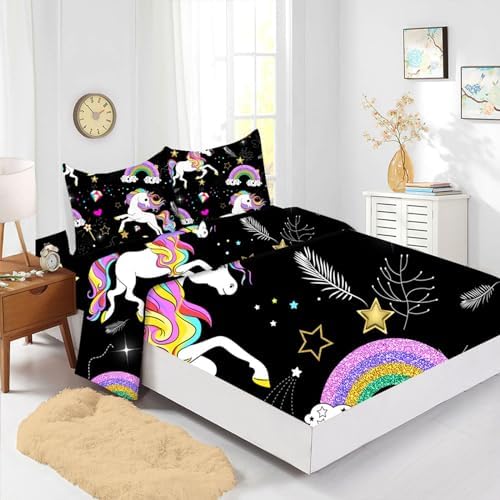 VTKON Unicorn Twin Sheet Set 92x66