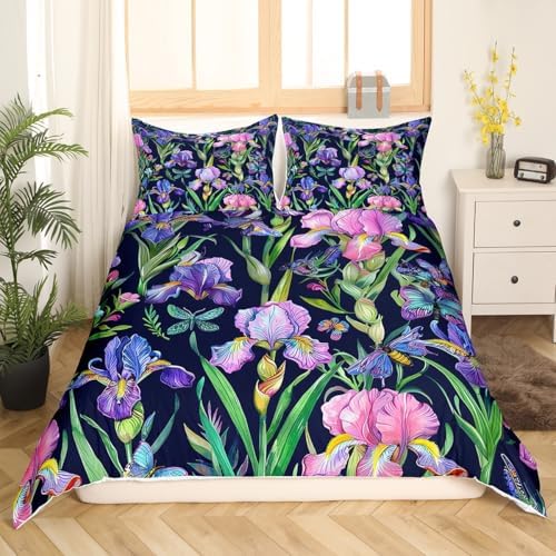 Garden Theme King Duvet Cover Set Purple
