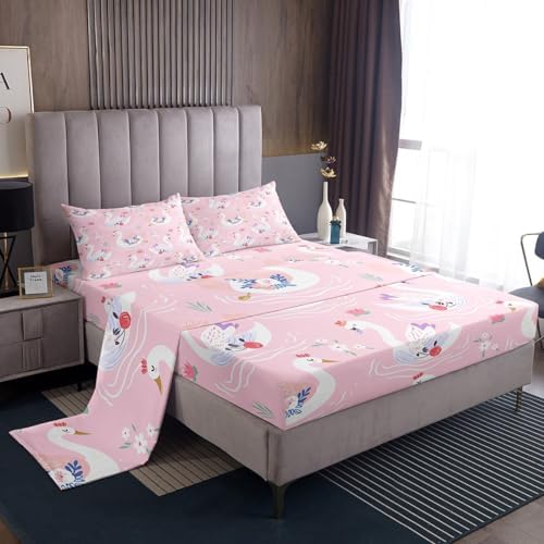 Feelyou Cartoon Swan Kids Sheet Set Full Size