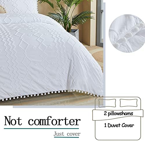 FADFAY White Boho Pom Pom Duvet Cover Set Twin XL