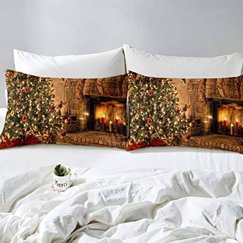 Erosebridal Christmas King Bedding Set with Tree Duvet Cover and 2 Pillowcases