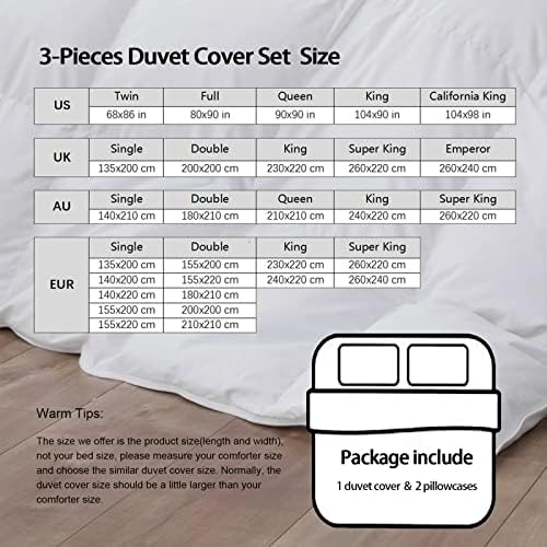 HOBBOY Breathable Kids Duvet Cover Set with Zipper 3pc California King