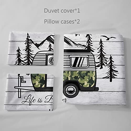 HOSIMA Happy Camper Duvet Cover Set Queen Size 1