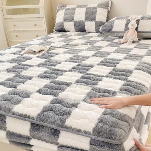 Velvet Mattress Protector Thick Warm Plush Cover 180x200cm King Size