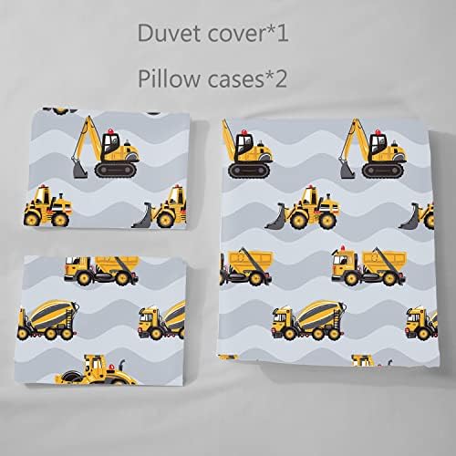Kids Construction Truck Duvet Cover Set with 2 Pillowcases 1