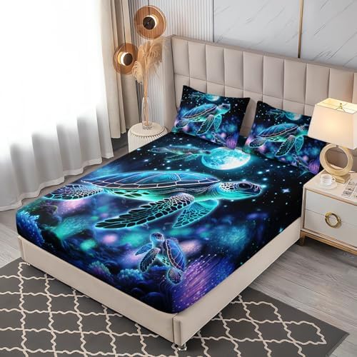 Sea Turtle Fitted Sheet Kids Bedding Queen Size 1