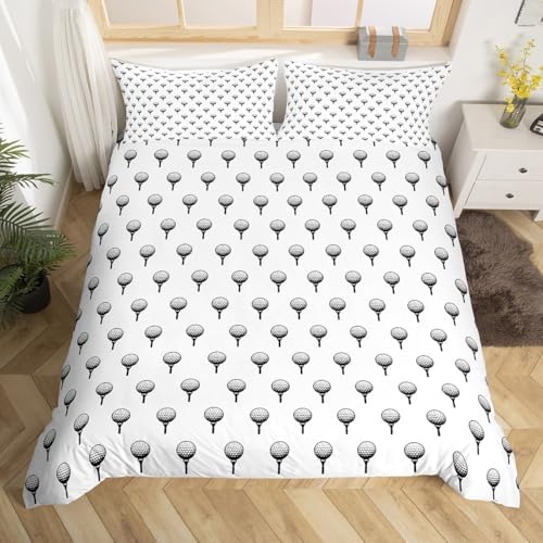 Feelyou Golf Duvet Cover Bedding Set Queen Size 3Pcs Zipper