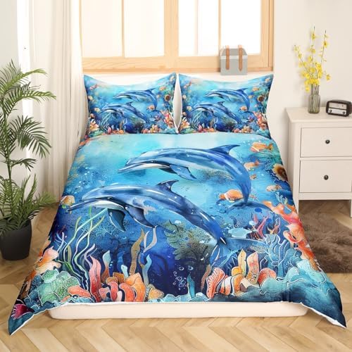 Feelyou Dolphin Bedding Set King Size Duvet Cover