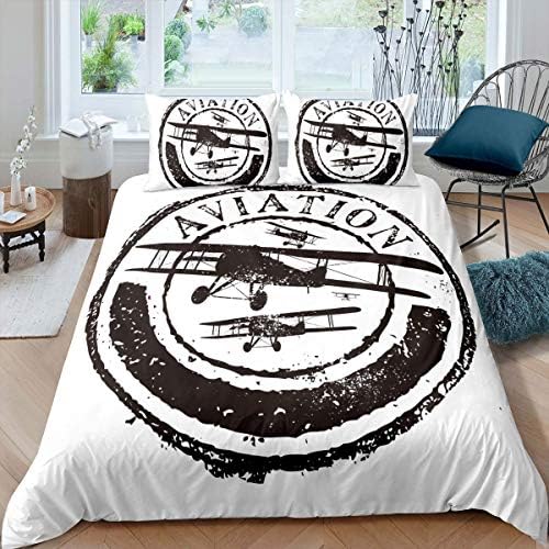Feelyou Retro Aircraft Duvet Cover Set with Zipper