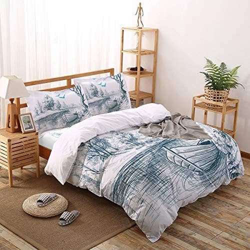Debedcor Cal King Duvet Cover Set with Zipper and Ties