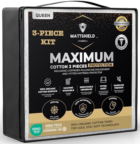 Mattshield Original 3-Piece Waterproof Mattress Protector Kit Queen Size
