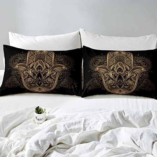 Homewish Gold Hamsa Hand Duvet Cover Set King Size 1