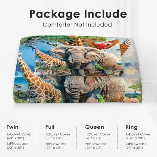 Exroozy Funny Animals Duvet Cover Set 3 Pieces