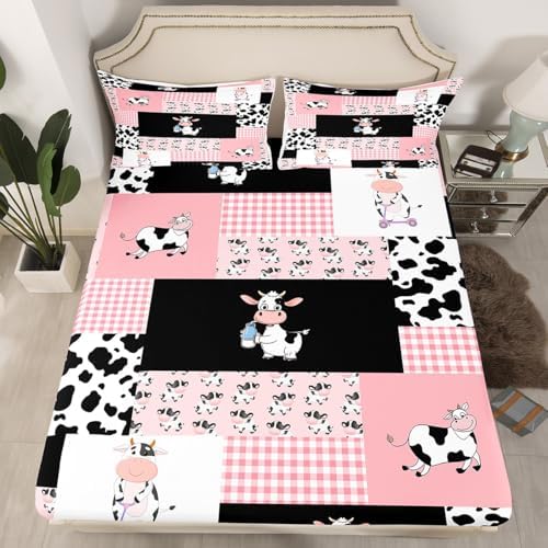 Feelyou Cute Milk Cow Sheet Set Twin Size