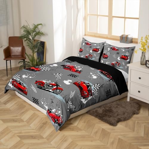 Castle Fairy Red Race Car Duvet Cover Set Toddler Size