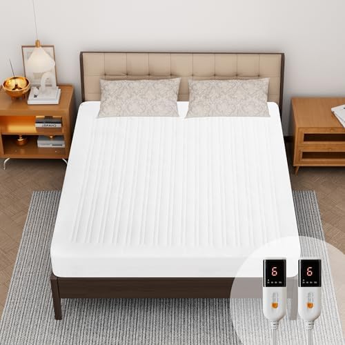 Texciting Heated Mattress Pad Queen Size with Dual Controllers