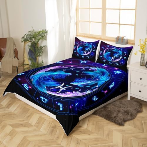 Manfei 12 Constellations Duvet Cover Set Queen Size