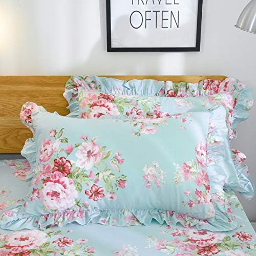 FADFAY Farmhouse Shabby Pink Floral Bedding Set 4-Piece California King
