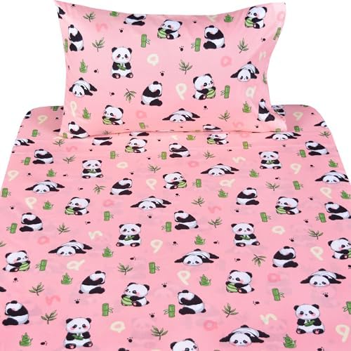 Pink Panda Bamboo Cute Kids Bed Sheet Set 1