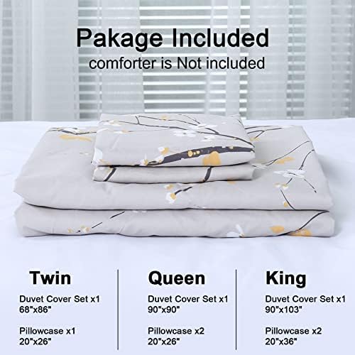 WONGS BEDDING Grey Floral Duvet Cover Set King