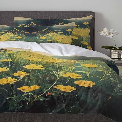 3-Piece Twin Bedding Set with Zipper Closure and Floral Print