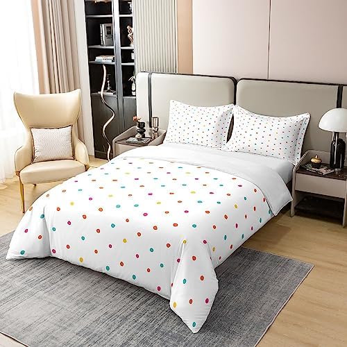 jejeloiu Polka Dot Duvet Cover Set King Size 100 Cotton 3Pcs
