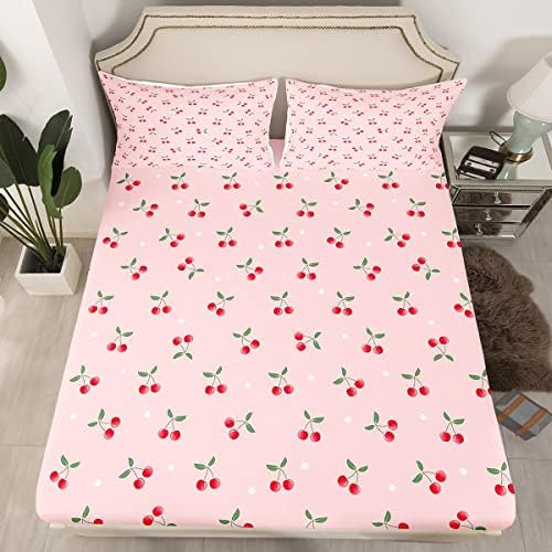 Feelyou Girls Cherry Bed Sheet Set Twin Size