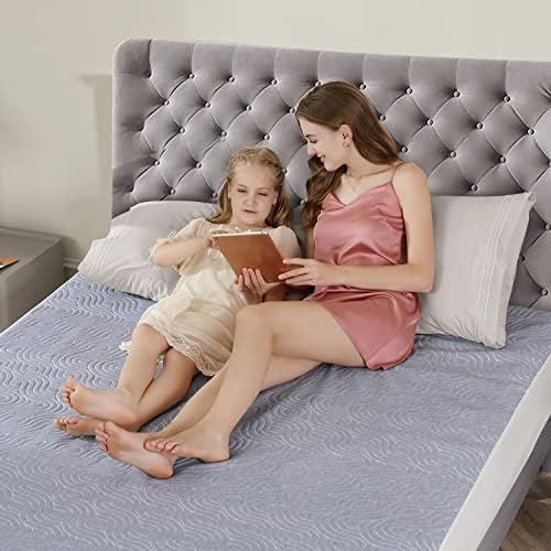 CAROMIO Queen Heated Mattress Pad - 5 Heat Settings 10 Hr Auto Off Grey