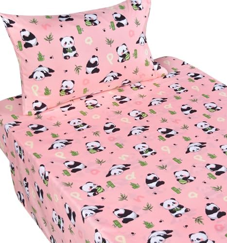 Pink Panda Bamboo Cute Kids Bed Sheet Set 1