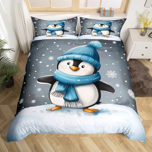 Manfei Cartoon Penguin Duvet Cover Set Twin