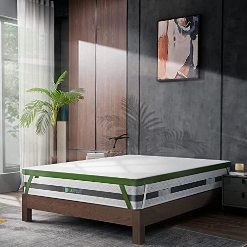 FLEXPEDIC 3 Inch Twin Mattress Topper with Green Tea Bamboo Charcoal