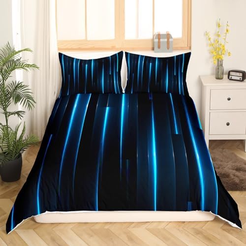 Feelyou Kids Blue Black Striped Duvet Cover Set Twin Size 1