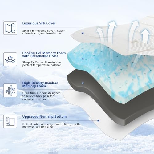 WEUP Extra Firm Mattress Topper Twin 3 Inch Cooling Gel Ice Silk Cover