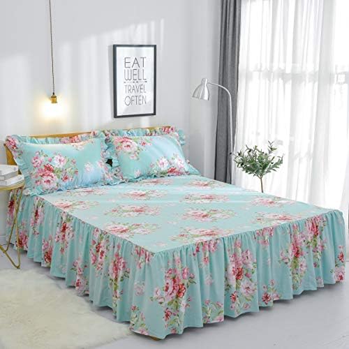 FADFAY Farmhouse Shabby Pink Floral Bedding Set 4-Piece California King
