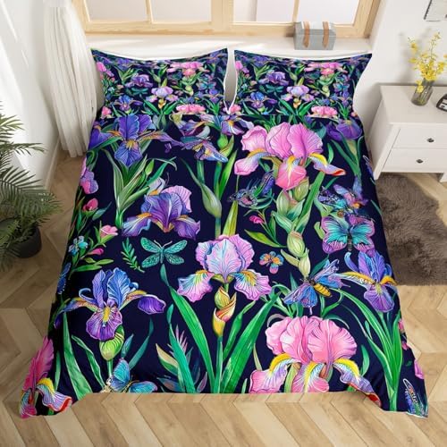Garden Theme King Duvet Cover Set Purple