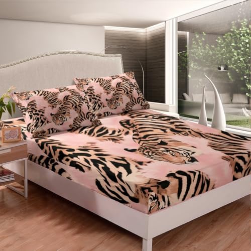 Feelyou Tiger Fitted Sheet Set Twin Size