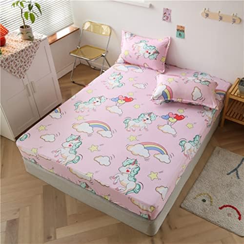 Feelyou Girls Unicorn Fitted Sheet Set for Kids Bedroom