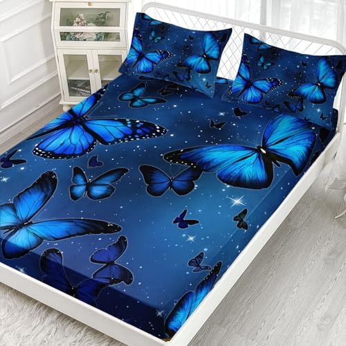 Blue Butterfly Sheet Set 4Pcs Kids Bedding
